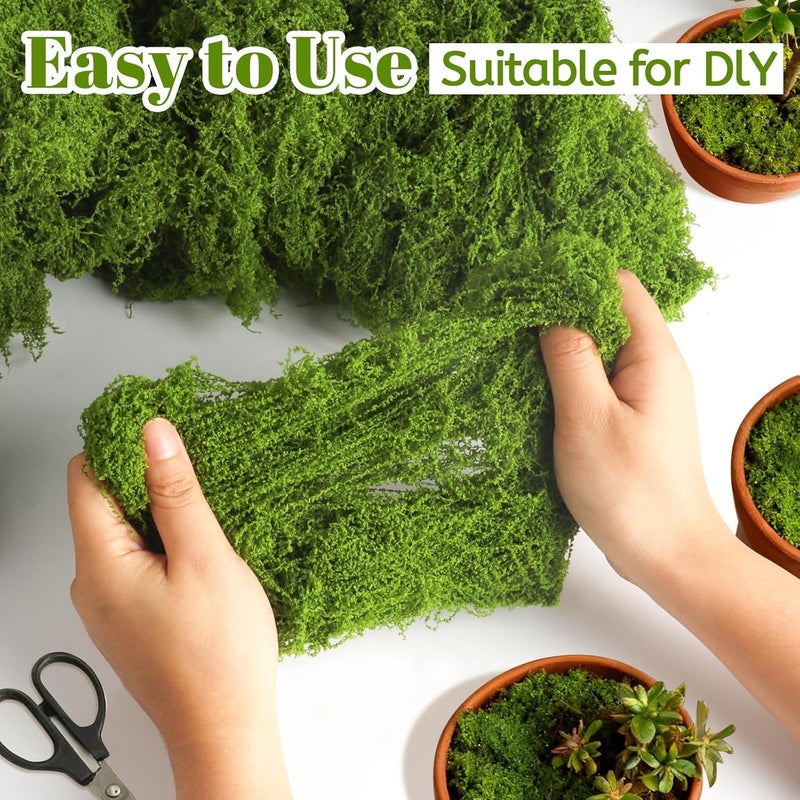 CXIIPOL 15.1 OZ Fake Green Moss for Crafts, Artificial Moss for Indoor Plants, Decorative Light Green Artificial Fake Moss for Fairy Garden Decor, Wedding Centerpieces, Floral DIY Projects - Image 4